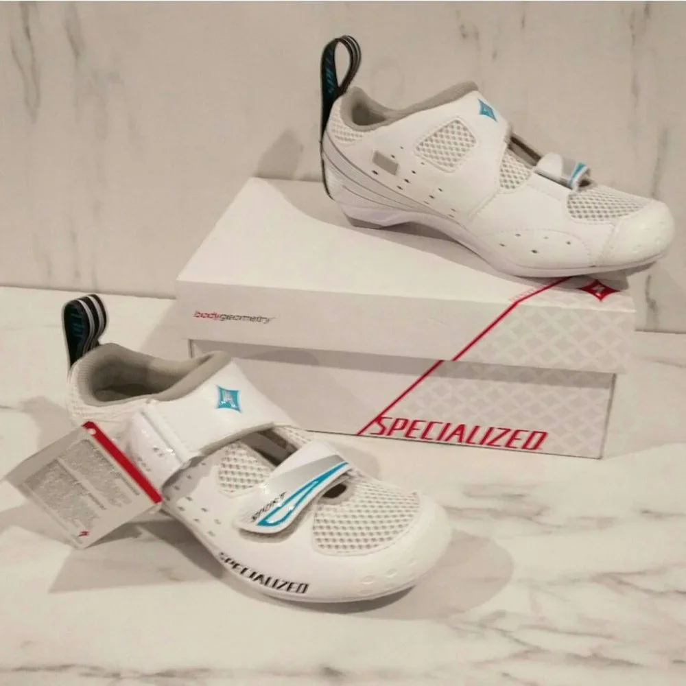 NWB Specialized Trivent Triathlon Cycling Shoes White Aqua 6.5 - Picture 13 of 14
